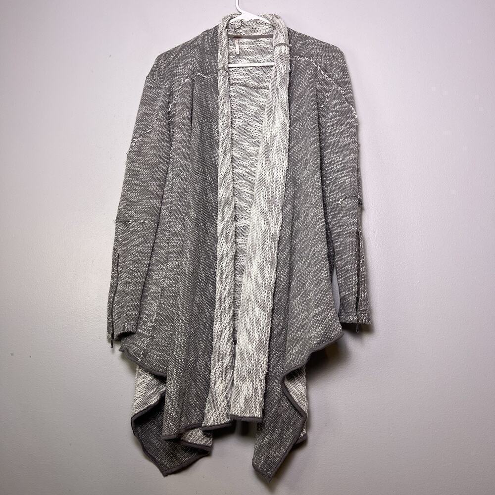 Free People Boho In The Loop Waterfall cardigan grey cream Open Front Sz S